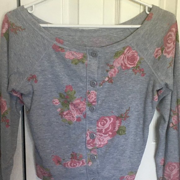 Floral long sleeves boat neck with buttoned back - Picture 4 of 4